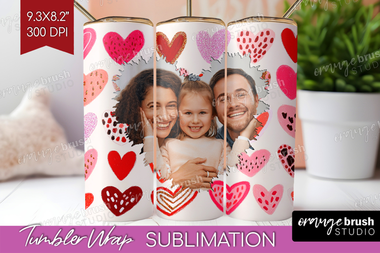 Heart Pattern Photo Tumbler PNG - Valentines Day Picture