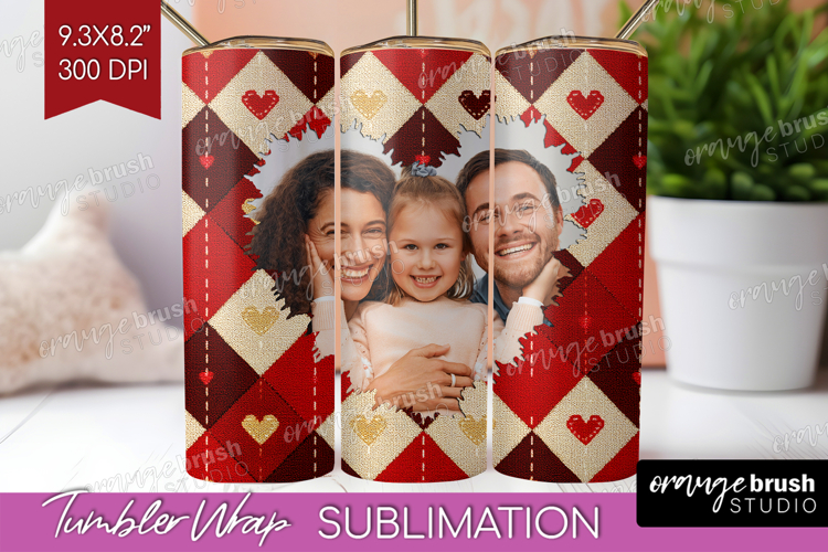 Heart Pattern Photo Tumbler PNG - Valentines Day Picture