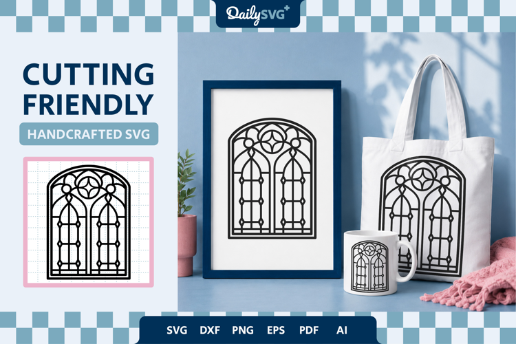 Victorian Gothic Window SVG Ornamental Architecture Cut File