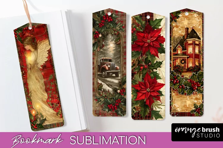 Vintage Christmas Bookmark - Retro Christmas Bookmarks PNG