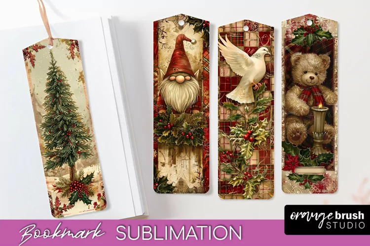 Vintage Christmas Bookmark - Retro Christmas Bookmarks PNG