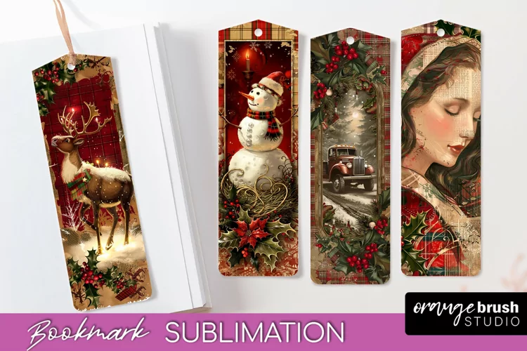 Vintage Christmas Bookmark - Retro Christmas Bookmarks PNG