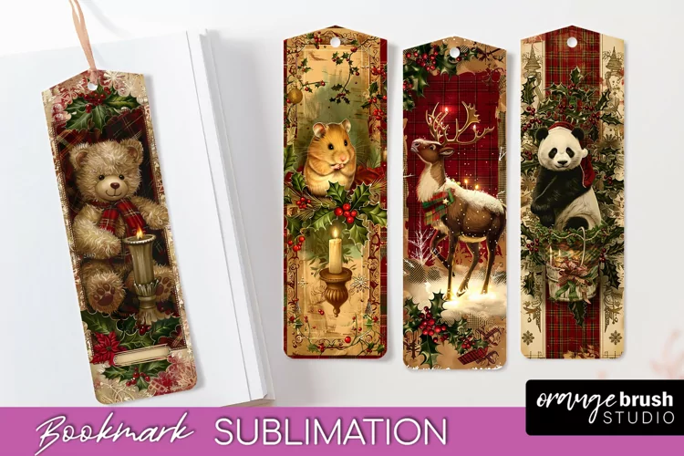 Vintage Christmas Bookmark - Retro Christmas Bookmarks PNG