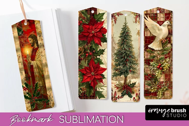 Vintage Christmas Bookmark - Retro Christmas Bookmarks PNG