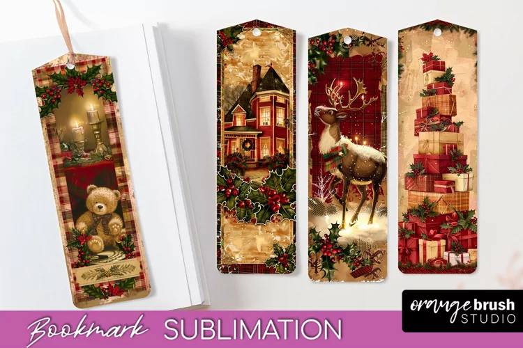 Vintage Christmas Bookmark - Retro Christmas Bookmarks PNG