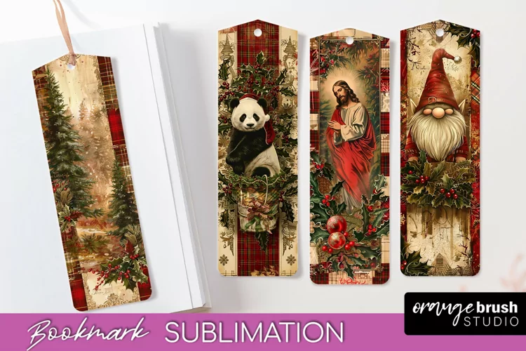 Vintage Christmas Bookmark - Retro Christmas Bookmarks PNG