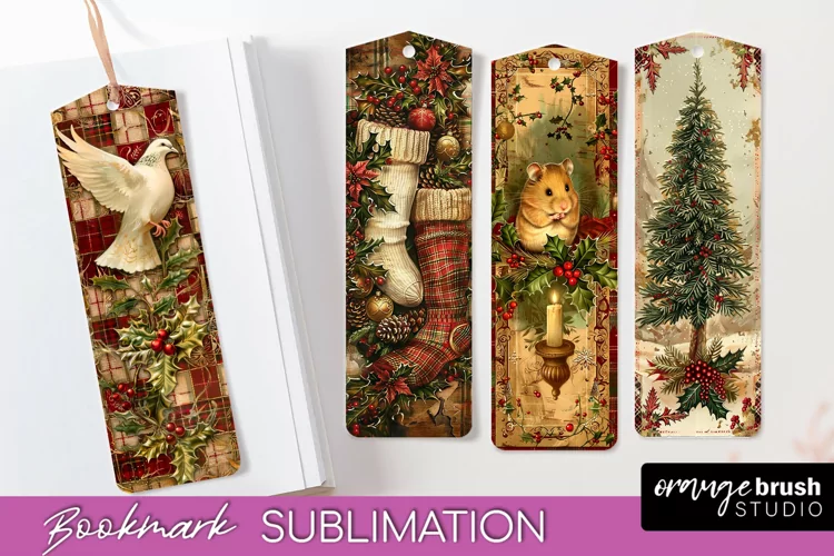 Vintage Christmas Bookmark - Retro Christmas Bookmarks PNG