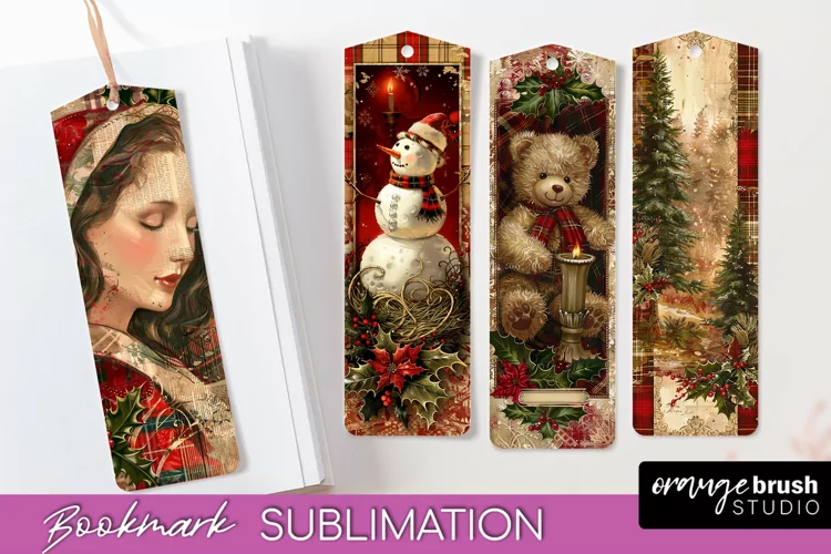 Vintage Christmas Bookmark - Retro Christmas Bookmarks PNG