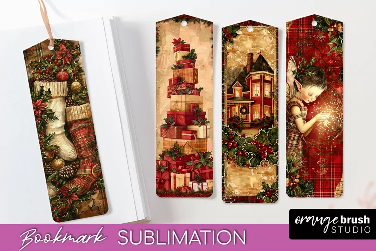 Vintage Christmas Bookmark - Retro Christmas Bookmarks PNG