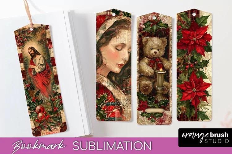 Vintage Christmas Bookmark - Retro Christmas Bookmarks PNG