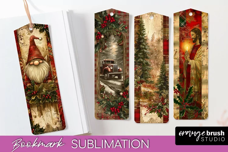 Vintage Christmas Bookmark - Retro Christmas Bookmarks PNG