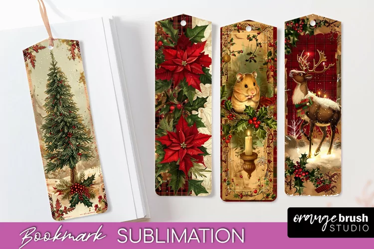 Vintage Christmas Bookmark - Retro Christmas Bookmarks PNG