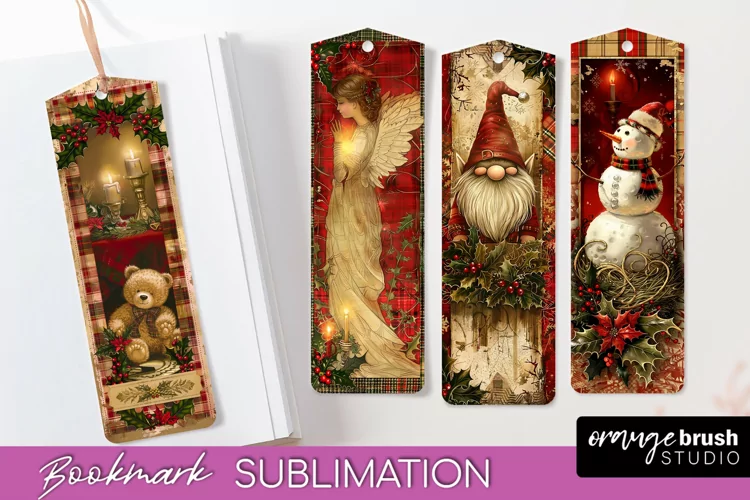 Vintage Christmas Bookmark - Retro Christmas Bookmarks PNG