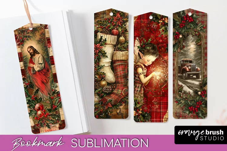 Vintage Christmas Bookmark - Retro Christmas Bookmarks PNG