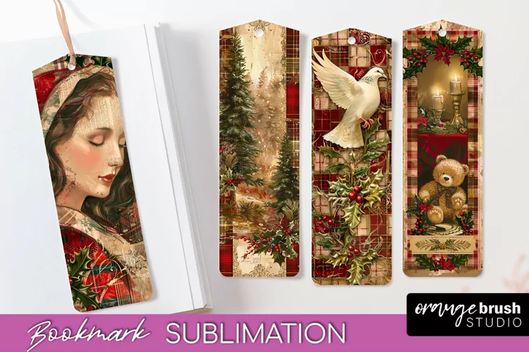 Vintage Christmas Bookmark - Retro Christmas Bookmarks PNG