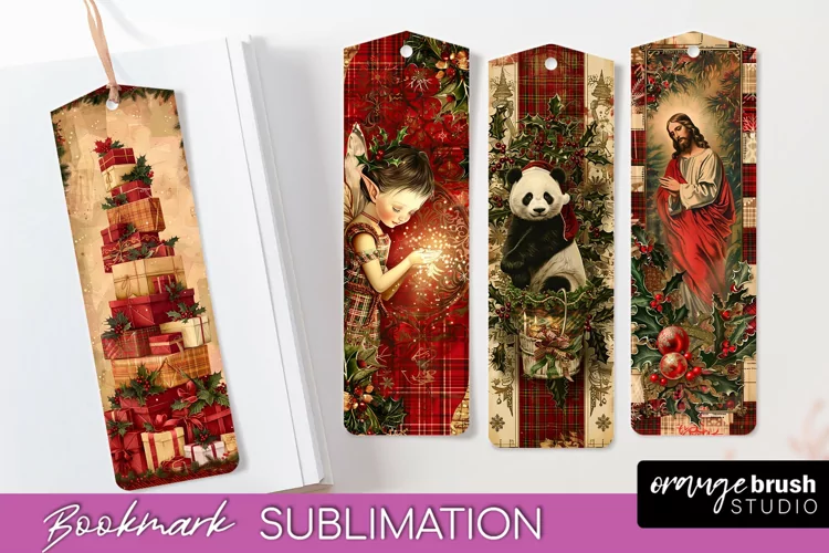 Vintage Christmas Bookmark - Retro Christmas Bookmarks PNG