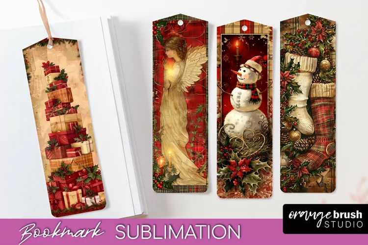Vintage Christmas Bookmark - Retro Christmas Bookmarks PNG