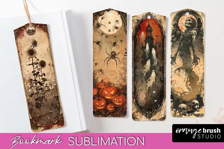 Vintage Halloween Bookmark - Printable Scrapbook Bookmarks
