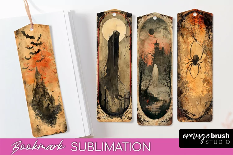 Vintage Halloween Bookmark - Printable Scrapbook Bookmarks