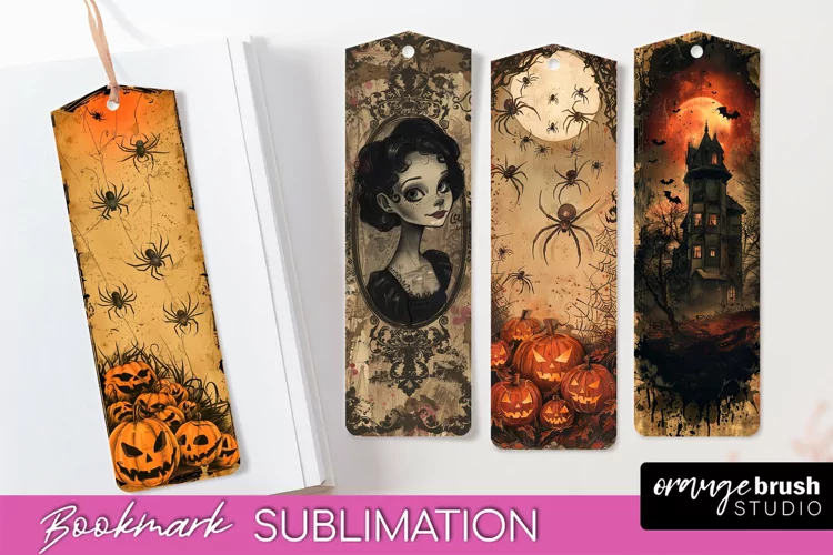 Vintage Halloween Bookmark - Printable Scrapbook Bookmarks