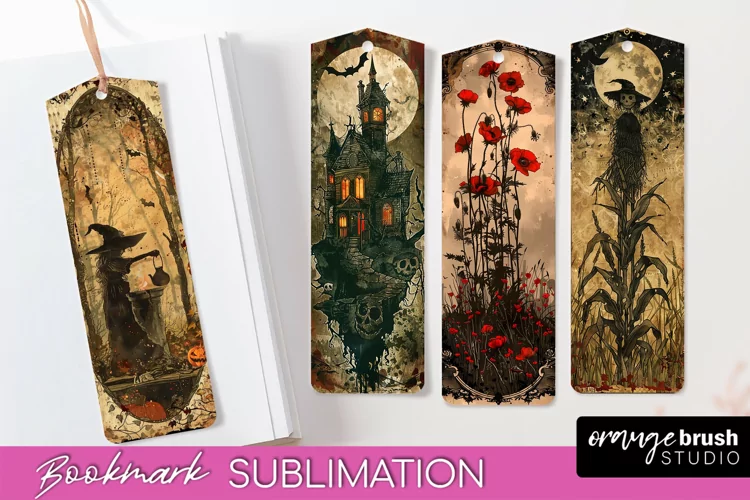 Vintage Halloween Bookmark - Printable Scrapbook Bookmarks