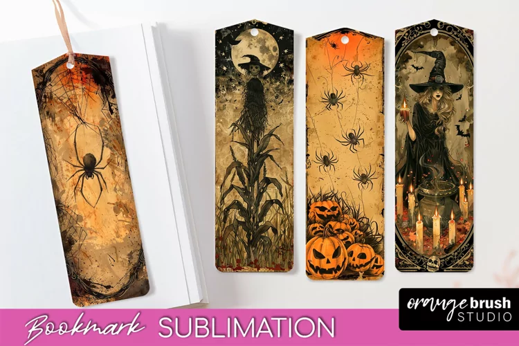 Vintage Halloween Bookmark - Printable Scrapbook Bookmarks