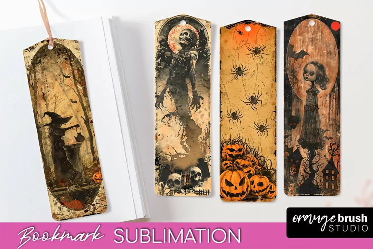 Vintage Halloween Bookmark - Printable Scrapbook Bookmarks