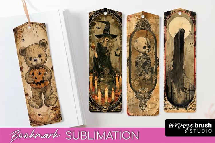 Vintage Halloween Bookmark - Printable Scrapbook Bookmarks