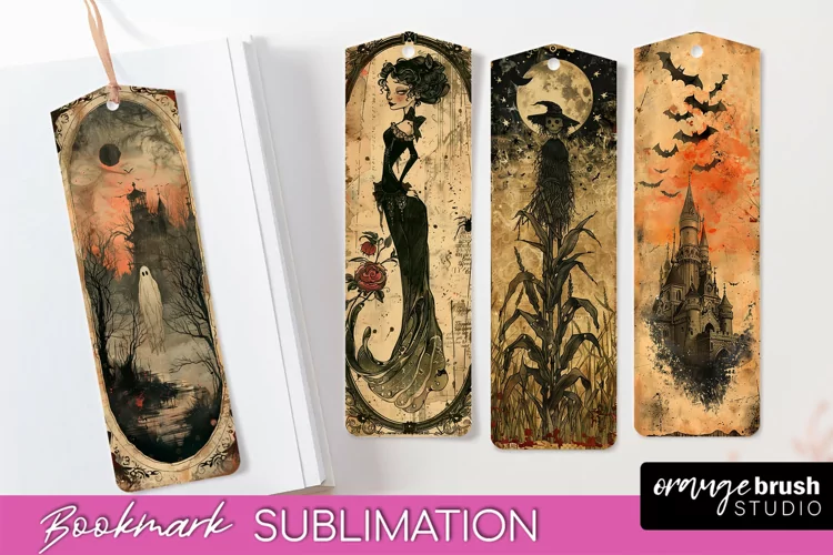 Vintage Halloween Bookmark - Printable Scrapbook Bookmarks