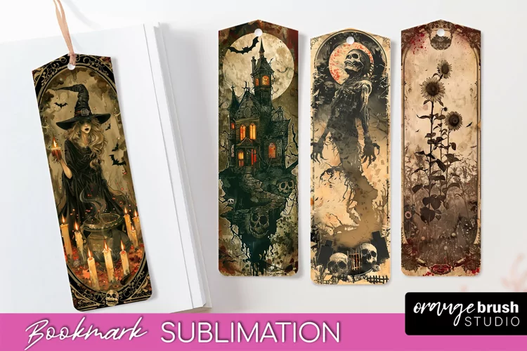 Vintage Halloween Bookmark - Printable Scrapbook Bookmarks