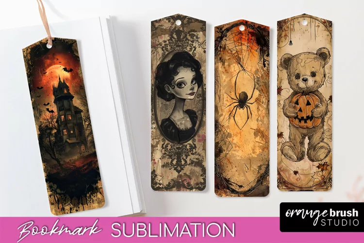 Vintage Halloween Bookmark - Printable Scrapbook Bookmarks