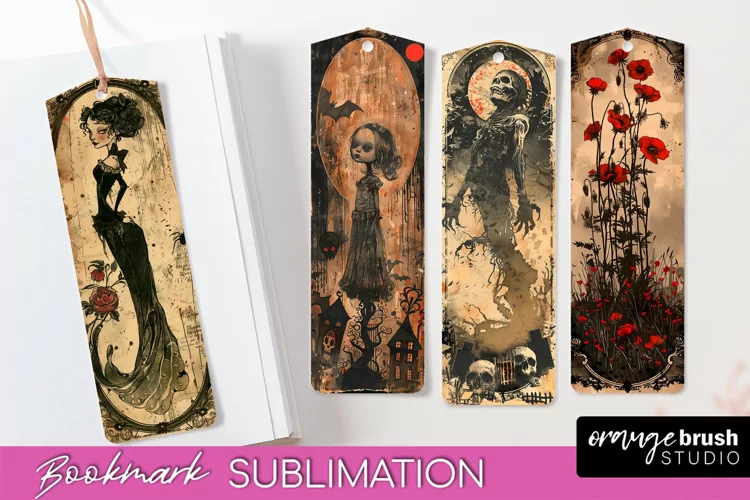 Vintage Halloween Bookmark - Printable Scrapbook Bookmarks