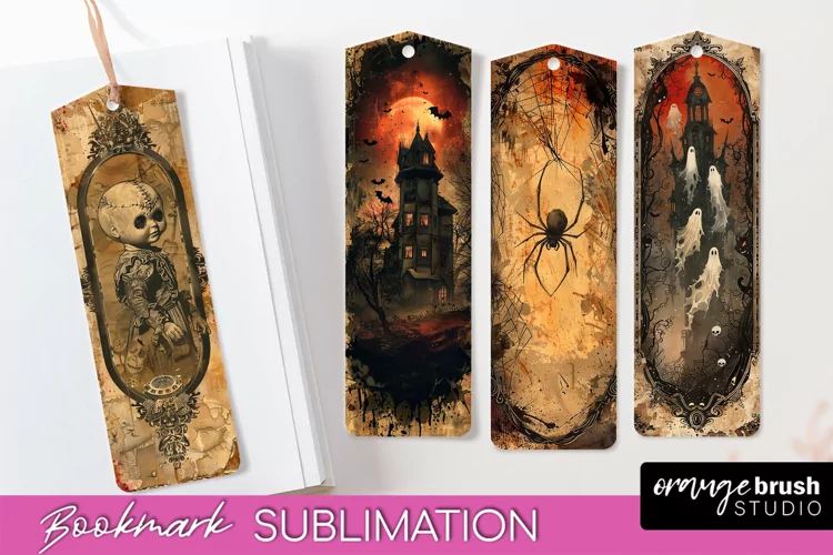 Vintage Halloween Bookmark - Printable Scrapbook Bookmarks