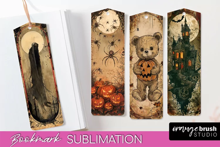 Vintage Halloween Bookmark - Printable Scrapbook Bookmarks