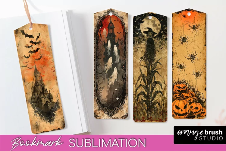 Vintage Halloween Bookmark - Printable Scrapbook Bookmarks