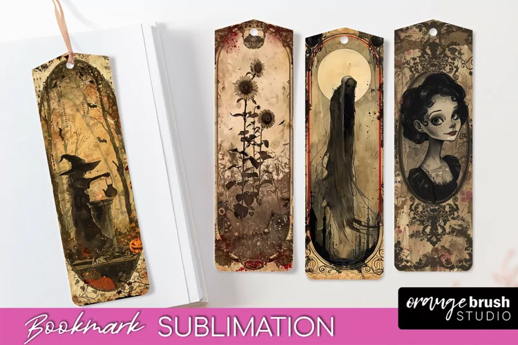 Vintage Halloween Bookmark - Printable Scrapbook Bookmarks