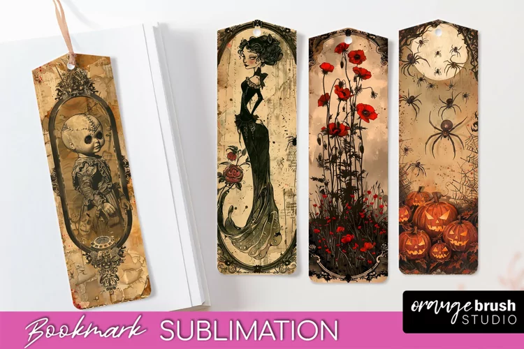 Vintage Halloween Bookmark - Printable Scrapbook Bookmarks