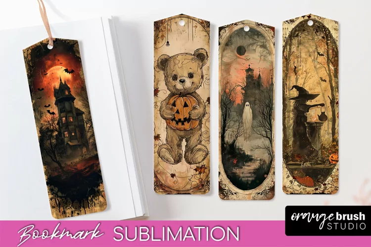 Vintage Halloween Bookmark - Printable Scrapbook Bookmarks