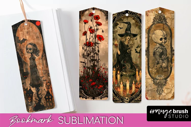 Vintage Halloween Bookmark - Printable Scrapbook Bookmarks