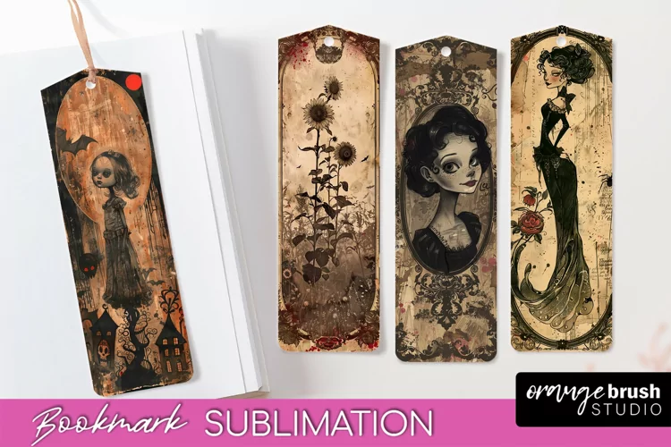 Vintage Halloween Bookmark - Printable Scrapbook Bookmarks