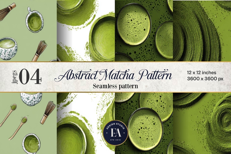 Matcha Green Tea Pattern, Matcha Aesthetic Digital Paper