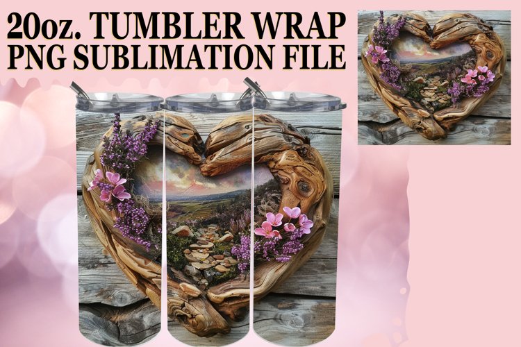 Heartwood Retreat Tumbler Wrap Sublimation - 20oz example image 1
