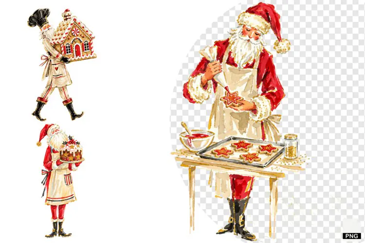 Santa Love Baking PNG