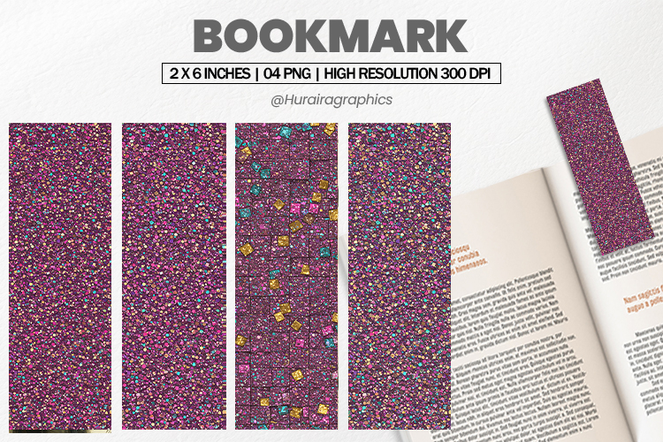 Rainbow Square Glitter Bookmarks PNG, Bookmark Sublimation