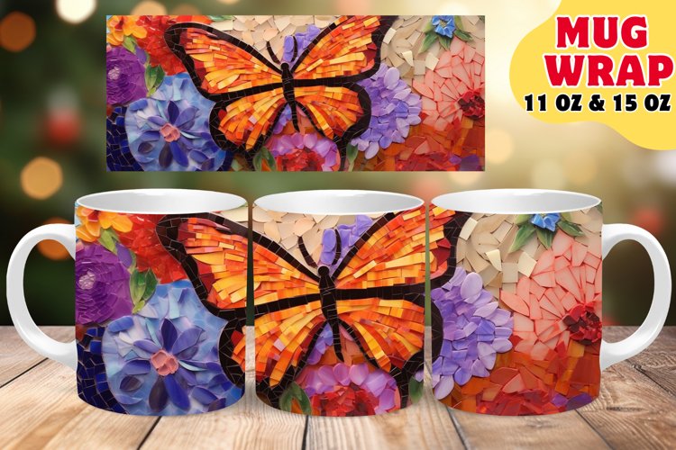 STAINED GLASS FLORAL ALLURE SUBLIMATION 11OZ 15OZ MUG WRAP