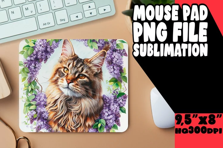 Playful Cat Design Mouse Mat