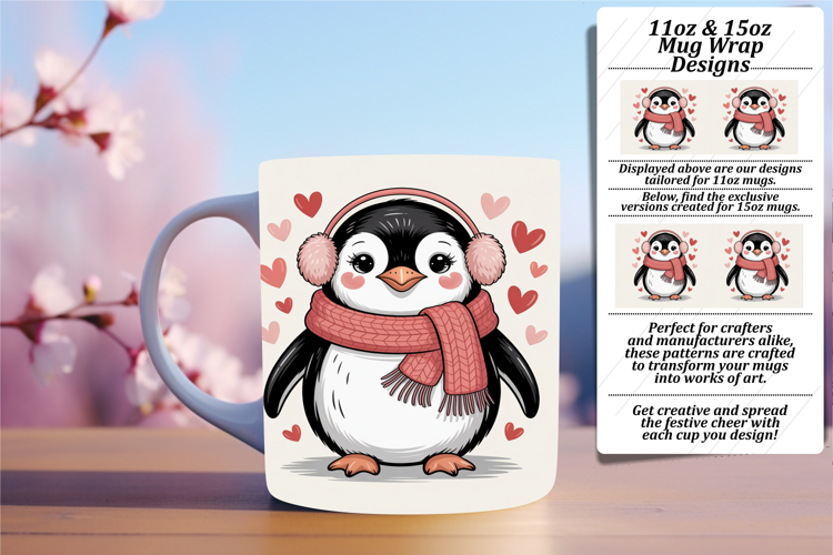 FRESH 15oz Mug Wrap PNG Design , Valenines Animals