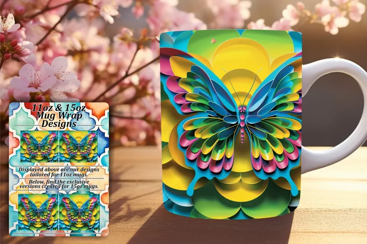 Fluttering Springtime Splendor: 3D Mug Wrap