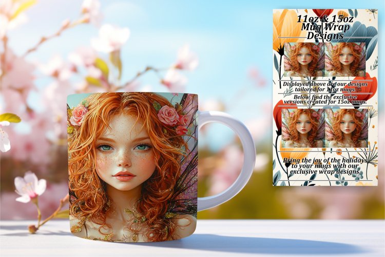 Charming 15oz Mug Wrap Png Artwork , Fairy