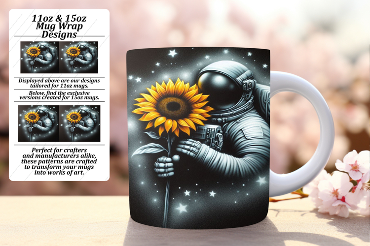 Charming 15oz Mug Wrap Png Artwork , Astronaut